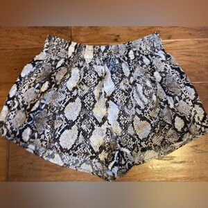 Express High Waist Snake Print Shorts - Black and White
